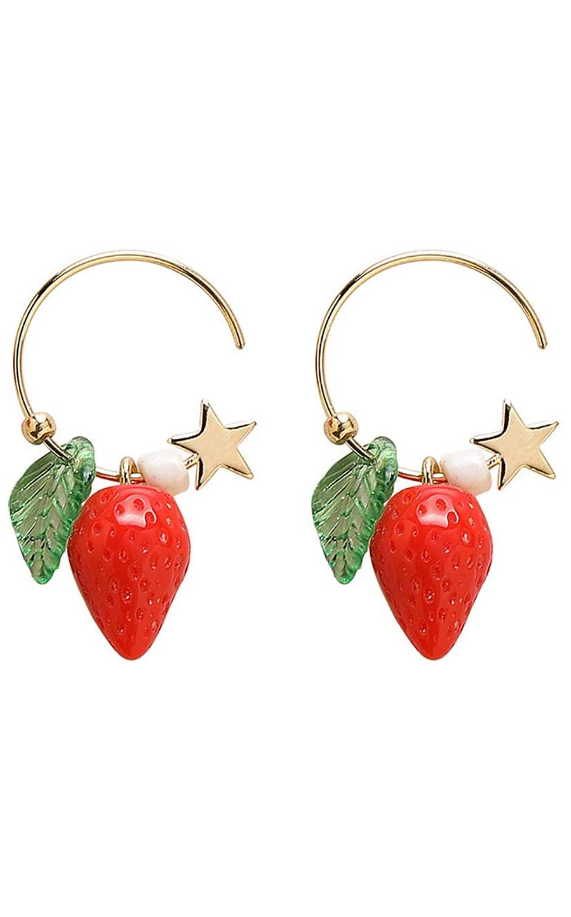 Idiytip Small Strawberry Lemon Drop Earrings Fruit Dangle Earring for Women Girls